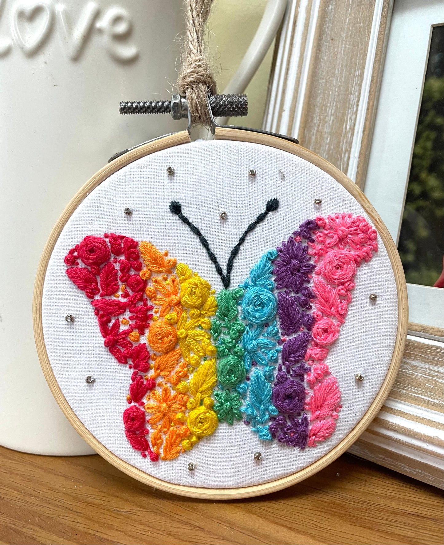 Butterfly floral rainbow hoop - 10cm