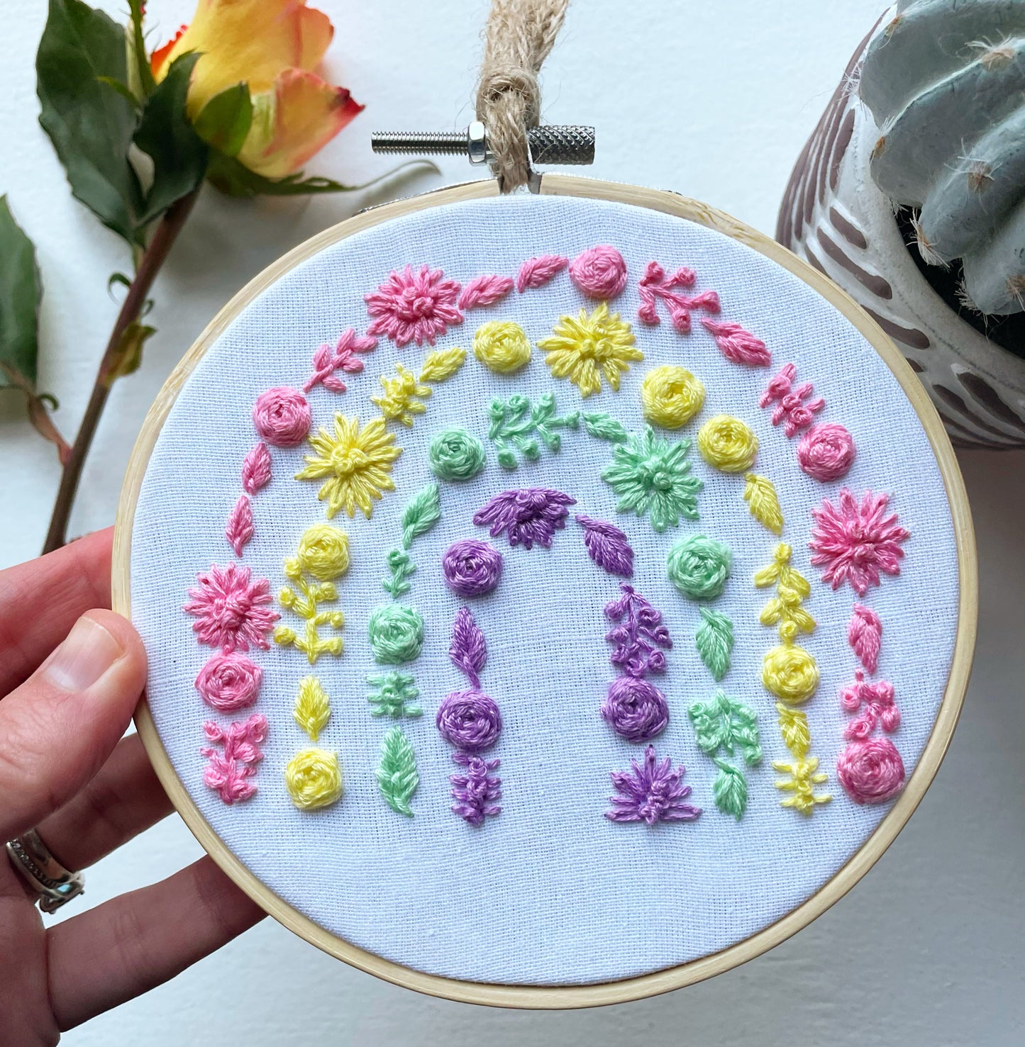 Rainbow (pastel) hoop - 15cm