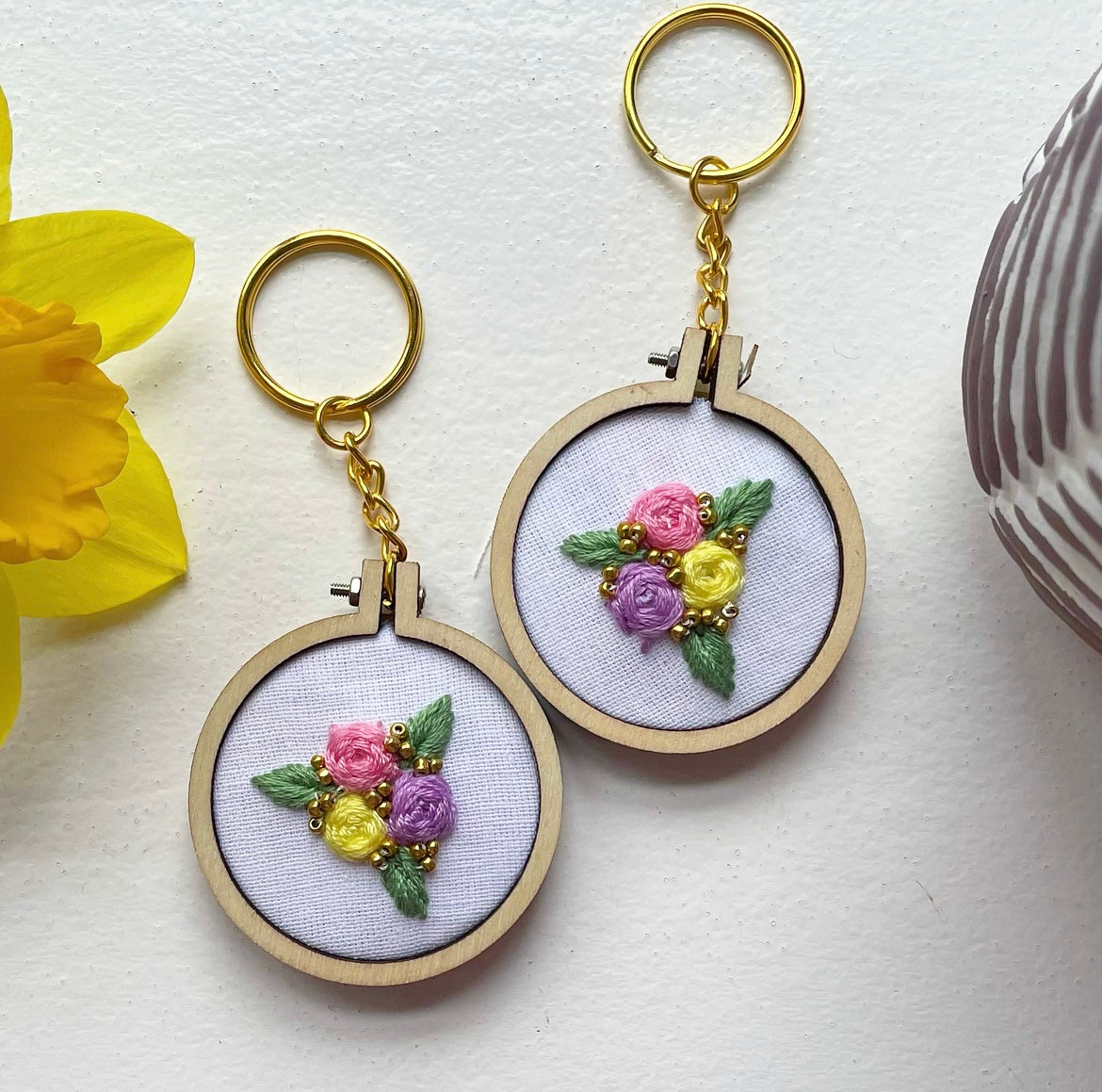 Rose keyring (pastels)