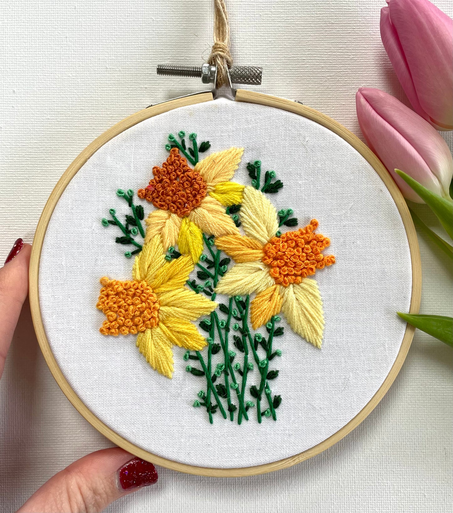 Daffodil cluster hoop - 14cm