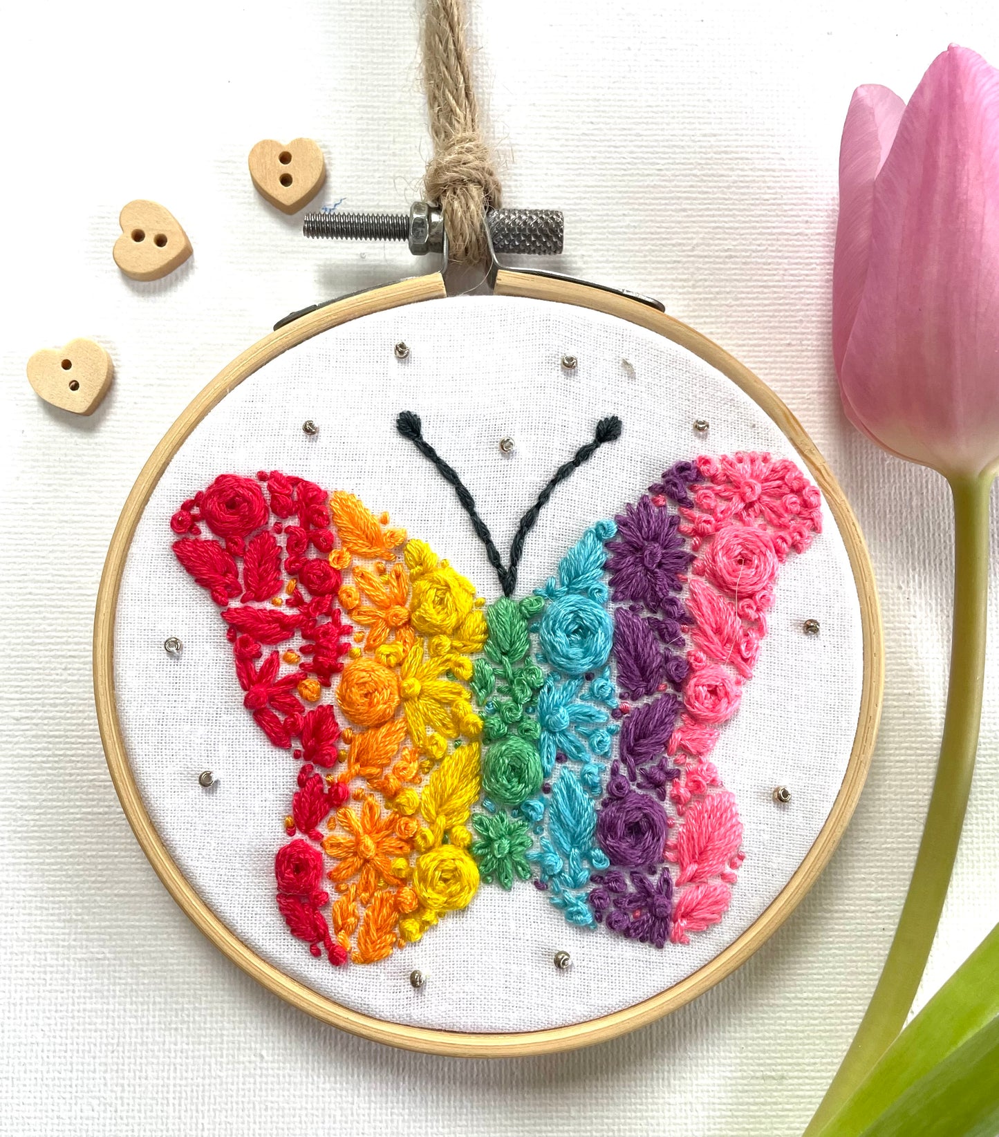 Butterfly floral rainbow hoop - 10cm