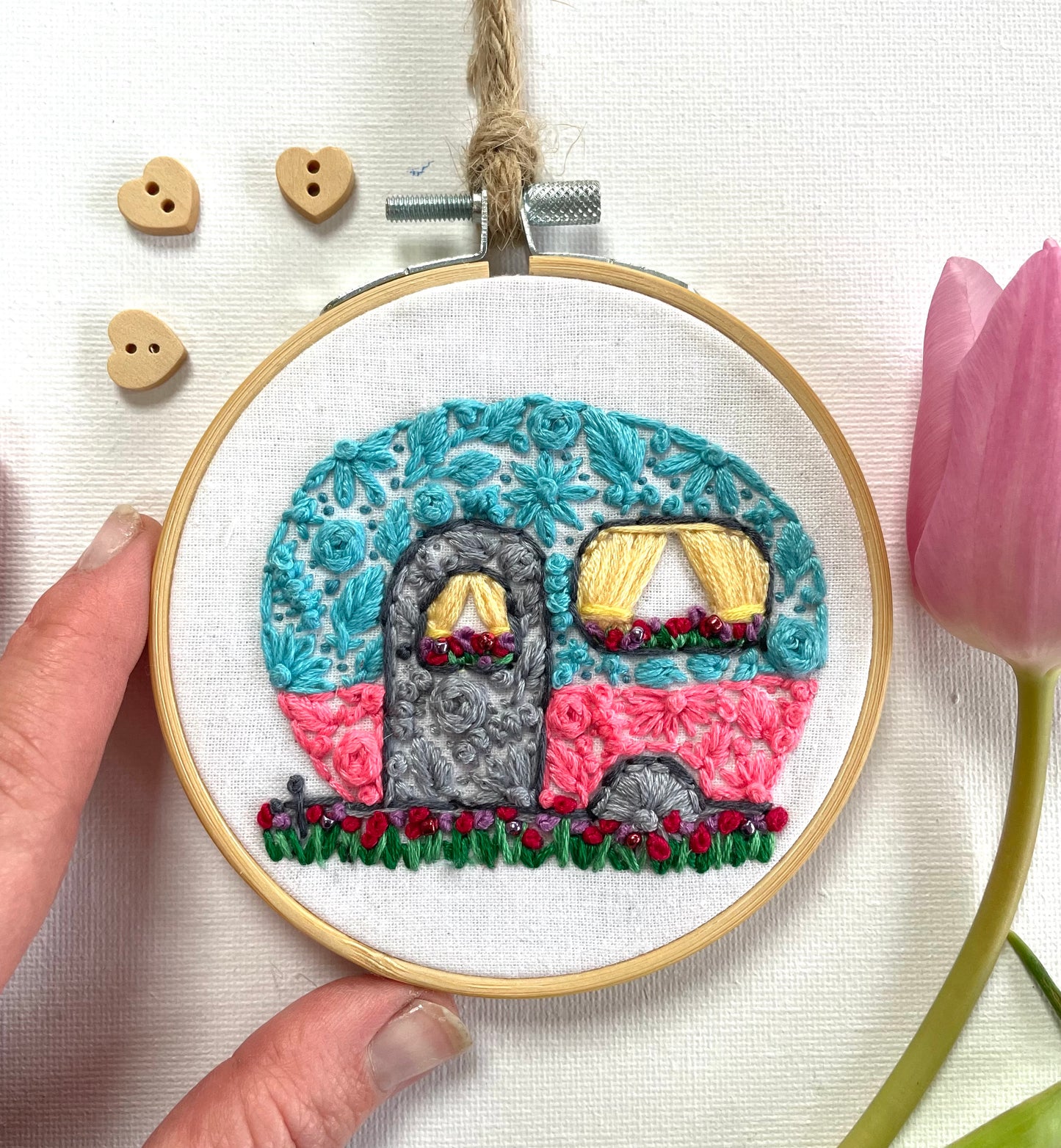 Caravan floral hoop - 10cm