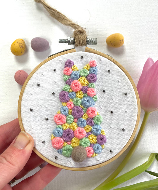 Easter rose bunny hoop - 10cm