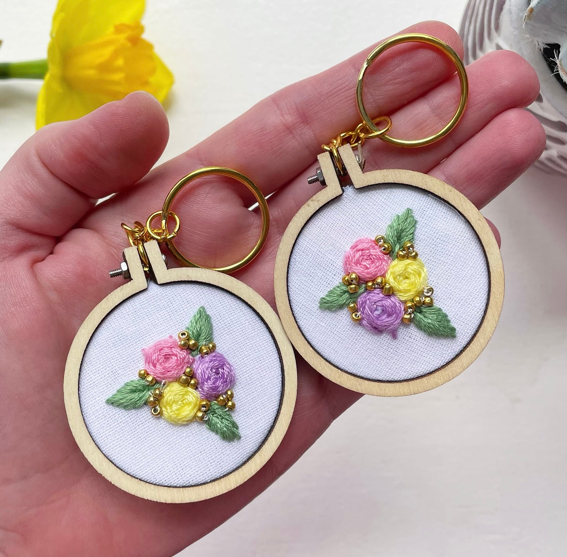 Rose keyring (pastels)