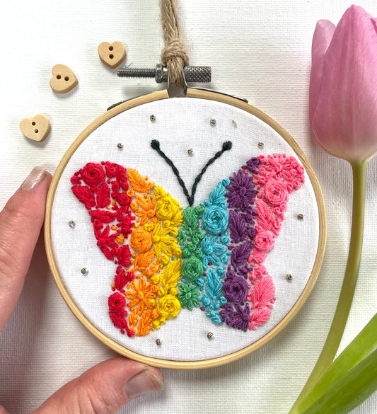 Butterfly floral rainbow hoop - 10cm