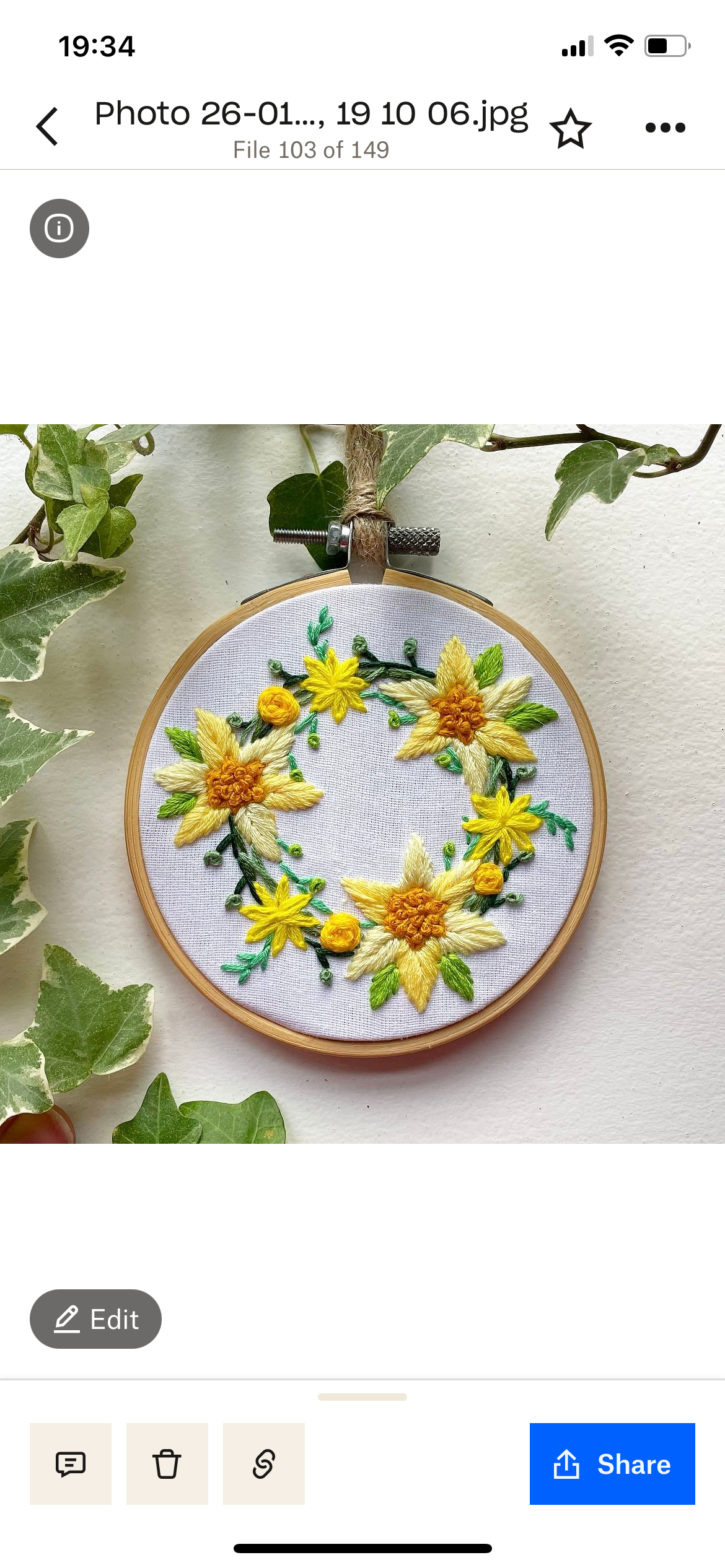 Daffodil garland hoop - 10cm